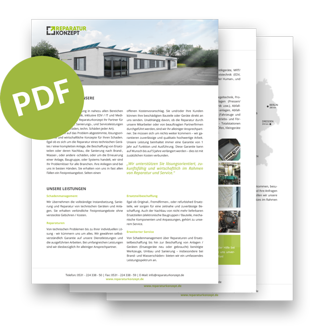 Vorschau der Leistungsübersicht als PDF (drei Seiten)